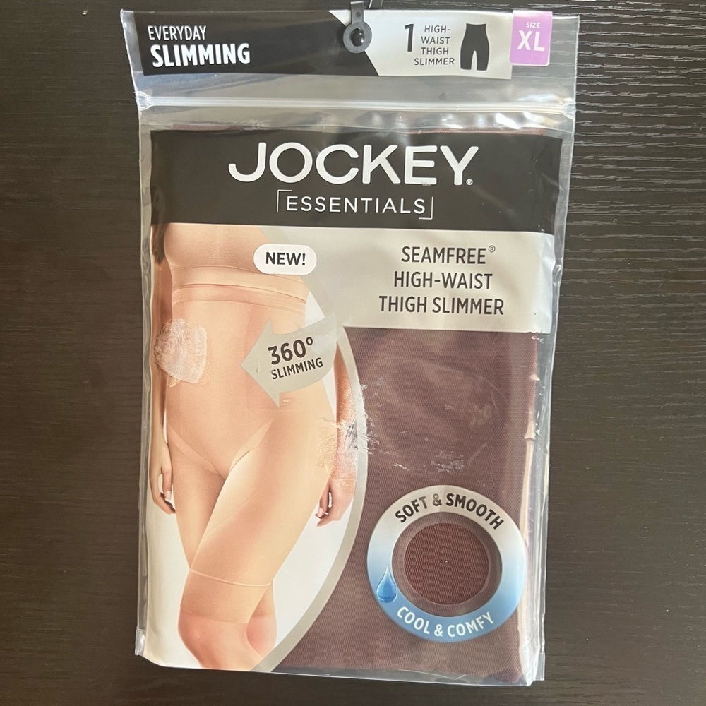Jockey Essentials Thigh Slimmer Women XL NEW High-Waist Seamfree Brown Shapewear